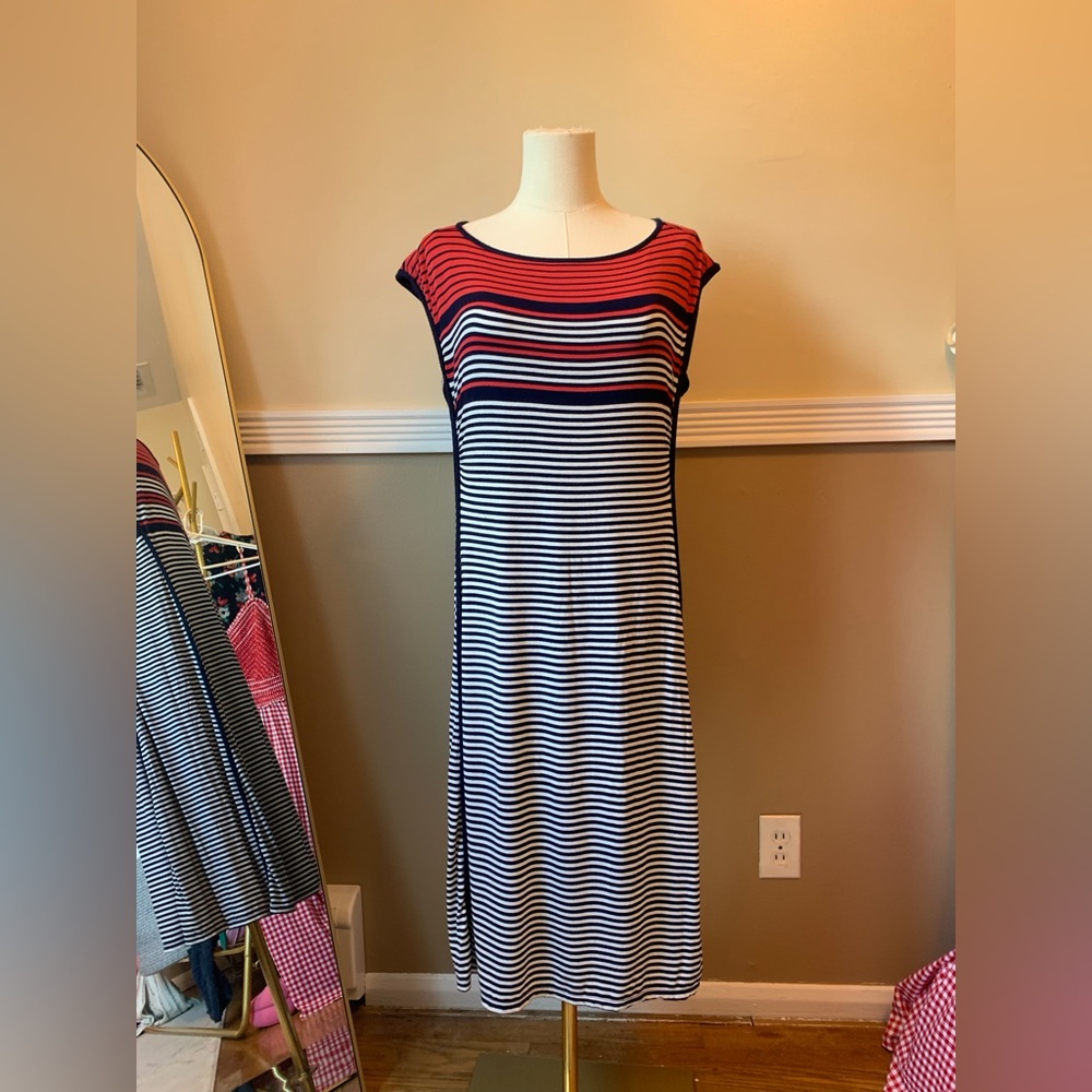 Max Studio Red White & Blue Striped Dress Size M